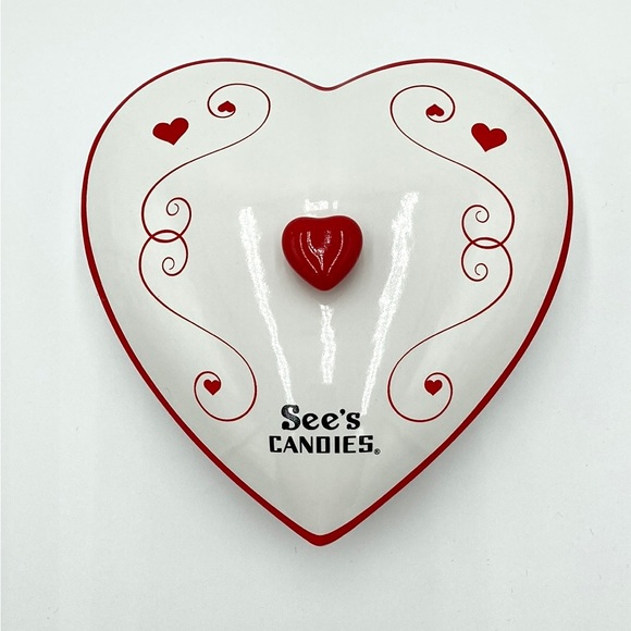 See’s Candies Holiday Sees Candies Ceramic Heart Shaped Candy Dish